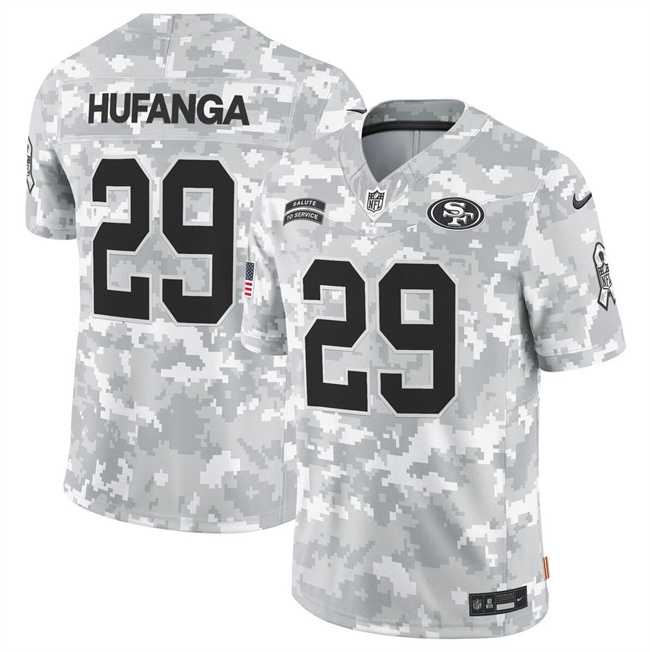 Mens San Francisco 49ers #29 Talanoa Hufanga 2024 F.U.S.E Arctic Camo Salute To Service Limited Stitched Jersey Dyin